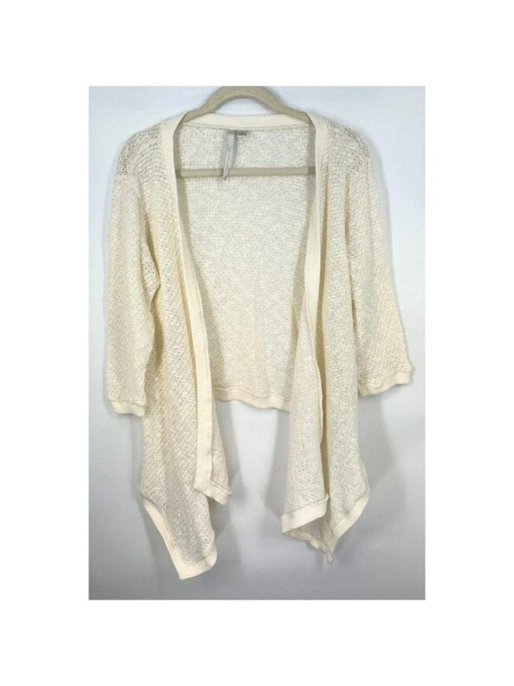 LC Lauren Conrad Open Knit Waterfall Cardigan Sweater M Cream Ivory Coastal Boho